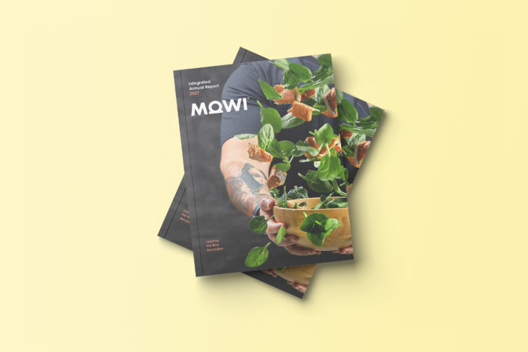 Mock up, forside årsrapport Mowi
