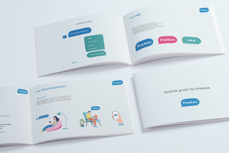 Mock-up av profilmanual til Preikes