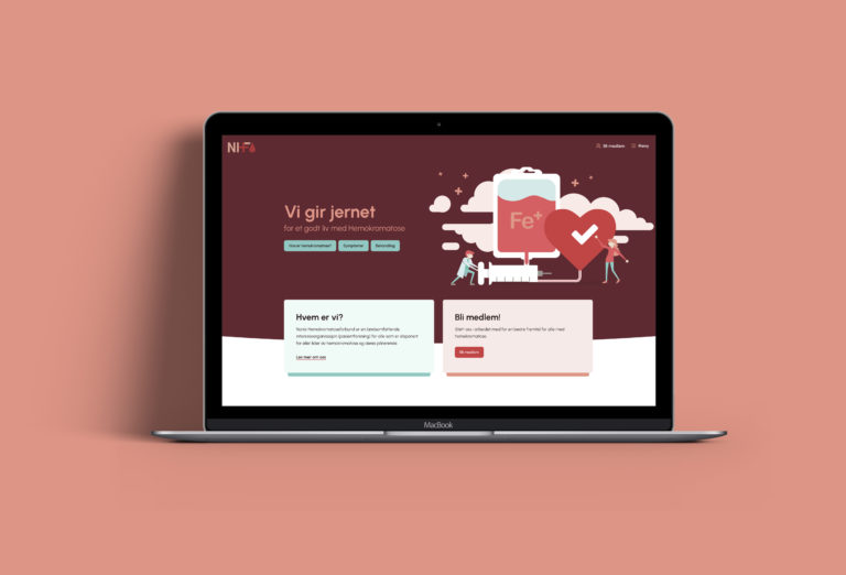 Mockup av nettside for NHF på mac